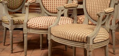 
Suite of four grey lacquered wood cabriolet...
