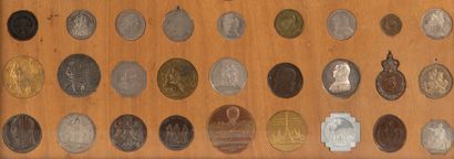 
Frame containing many coins and various...