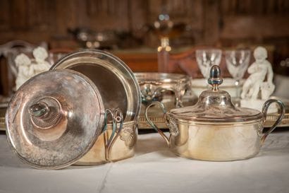 
Pair of covered vegetable dishes and their...