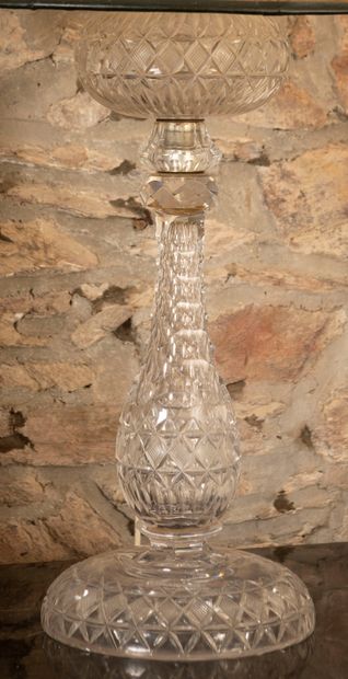 
Oil lamp in cut crystal transformed into...