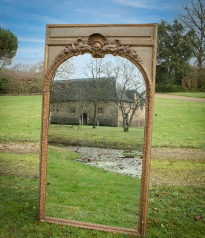 
Large wood mirror carved with garlands of...