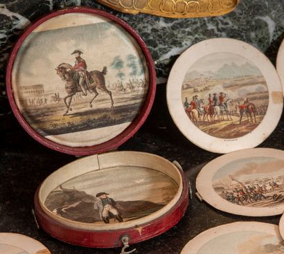 
Red morocco case containing engravings in...