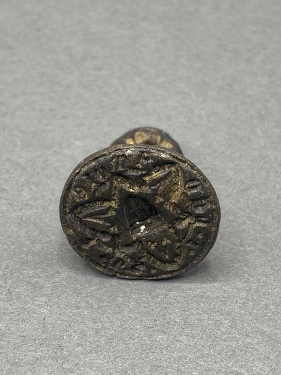 Matrice de sceau en bronze avec écu dans...
