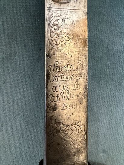 Dague de chasse poignée ébène cannelé, monture...