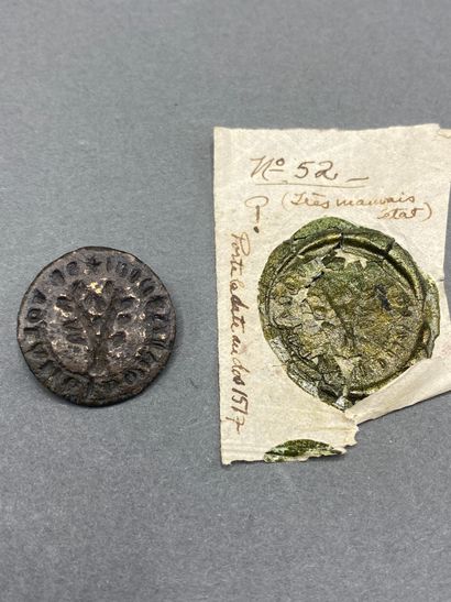 Matrice de sceau en bronze de forme ronde,...