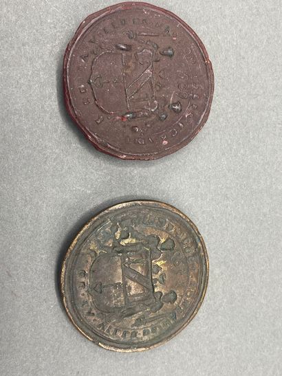 Matrice de sceau en bronze de forme circulaire,...