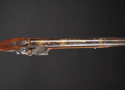 Superbe fusil de chasse à silex par ALLEVIN,...