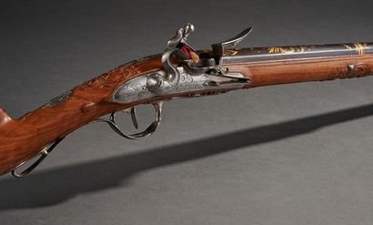 Superbe fusil de chasse à silex par ALLEVIN,...