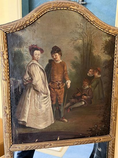 Miroir de trumeau orné d'une scène d'après...