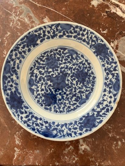 Assiette en faïence à décor bleu blanc de...