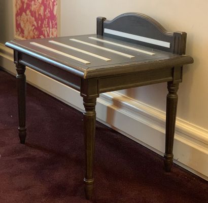 Luggage stand in dark stained wood and veneer...