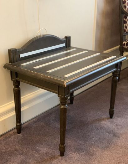 Luggage stand in dark stained wood and veneer...