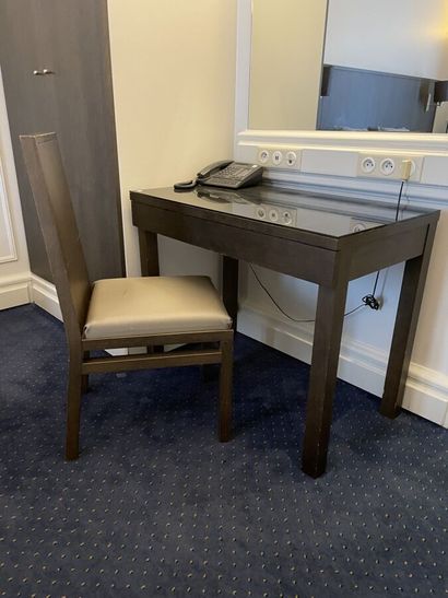 Rectangular wooden desk with two drawers,...