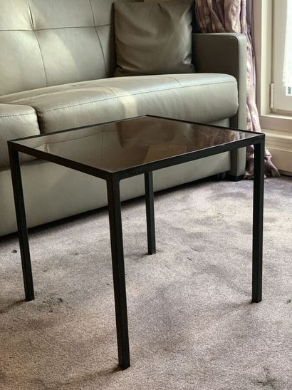 Small square coffee table in black metal,...