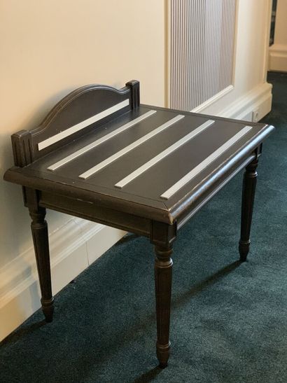 Luggage stand in dark stained wood and veneer...