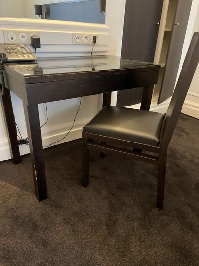 Rectangular wooden desk with two drawers,...
