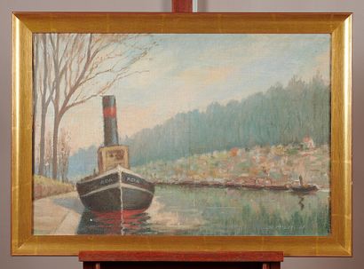 R. MILOT

Tugboat 

Oil on canvas, signed...