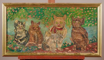 MODERN SCHOOL

The kittens 

Oil on panel...