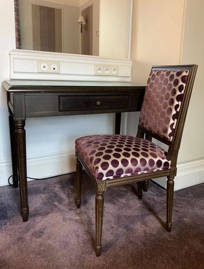 Small desk in dark stained wood and veneer...