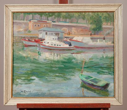 H CHATEL 

Boats at the quay

Oil on isorel...