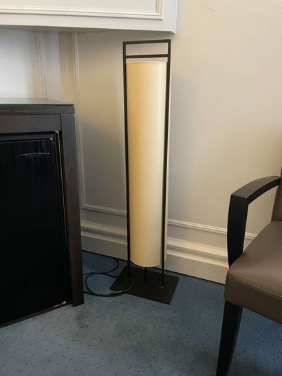 Metal structure lamp with a sand colored...