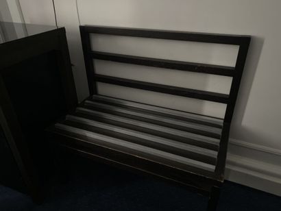 Rectangular wooden furniture with metal bands...