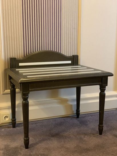 Luggage stand in dark stained wood and veneer...