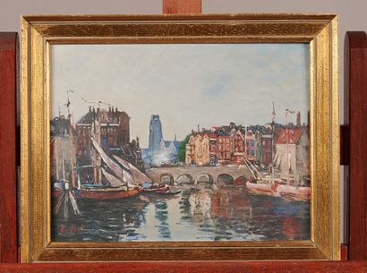 BERTHET

The outer harbor 

Oil on cardboard,...