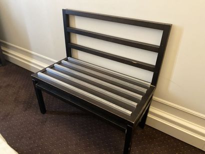 Rectangular wooden furniture with metal bands...
