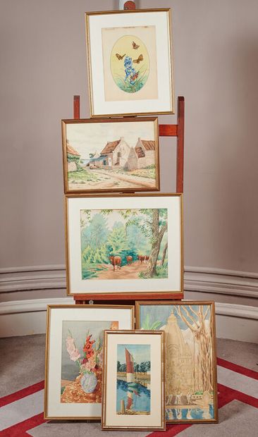 M.LEROY

6 watercolors of various subjects...