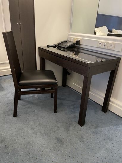 Rectangular wooden desk with two drawers,...