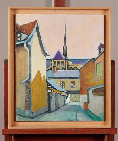 MODERN SCHOOL

Street corner

Oil on panel

46...