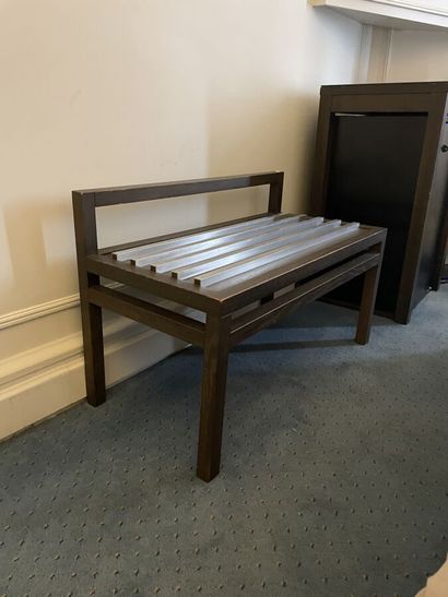 Rectangular wooden furniture with metal bands...
