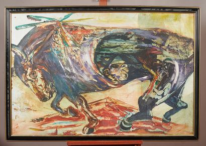 Two framed pieces representing a horse and...