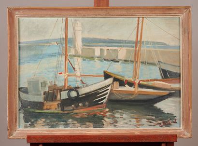 VALARD

Fishing boats at anchor

Oil on canvas,...