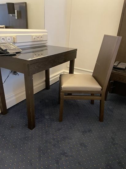 Rectangular wooden desk with two drawers,...