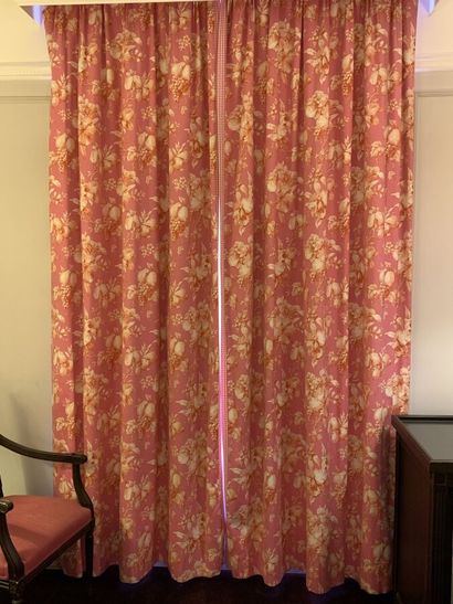 Pair of lined curtains decorated with fruit...