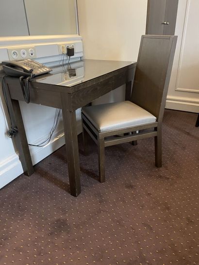 Rectangular wooden desk with two drawers,...