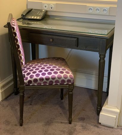 Small desk in dark tinted wood and veneer...