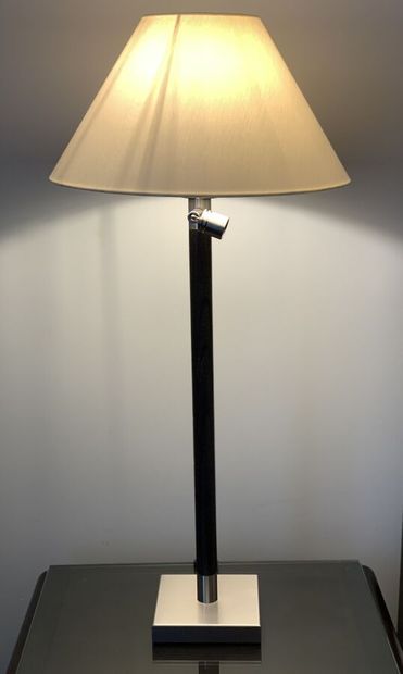 Pair of bedside lamps, base in metal, shaft...