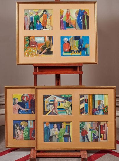 Modern School

Lot of 9 paintings each composed...
