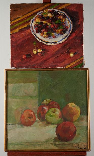 Ecole moderne 

Natures morte aux pommes,...