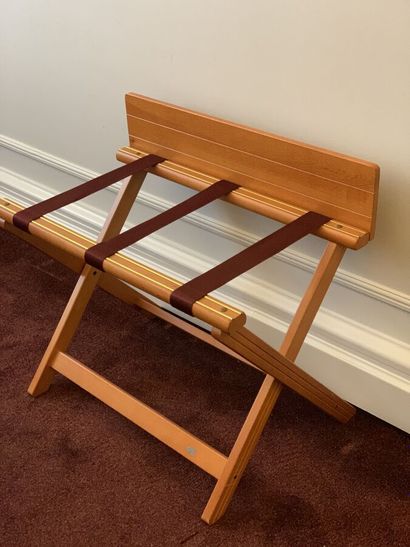 Repose bagages pliant en bois naturel et...