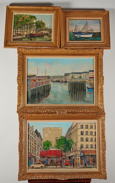Suite de quatre huiles sur toile par R.HAMON

-Vue...