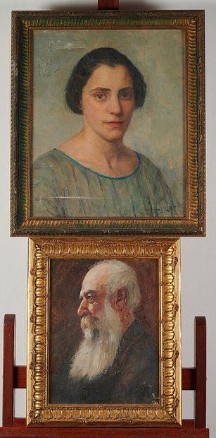 Lot de deux huiles sur toile :

- Ecole russe...