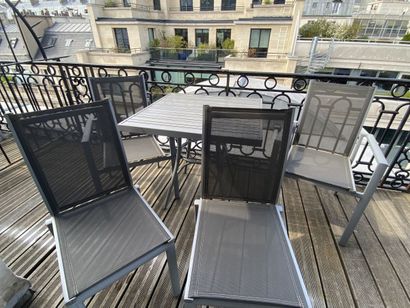 Set of outdoor furniture in grey lacquered...