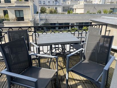 Set of outdoor furniture in grey lacquered...