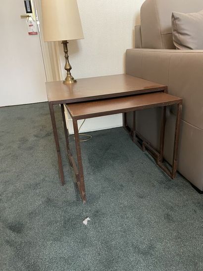 Pair of sofa ends each composed of two nesting...