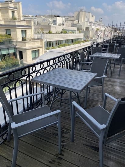 Set of outdoor furniture in grey lacquered...