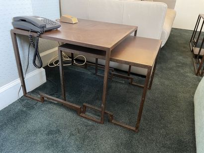 Pair of sofa ends each composed of two nesting...